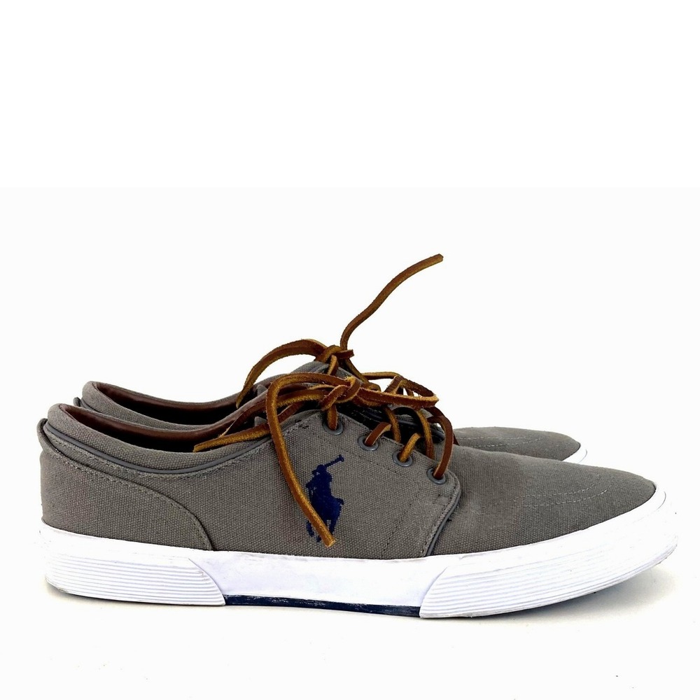 Polo Ralph Lauren Faxon Low-Top Gray Canvas Logo Pony Sneaker 12D